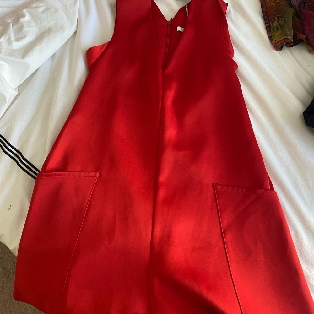 NWT- Tibi Red Midi Dress with Large Pockets and built in Bra - Picture 4 of 8